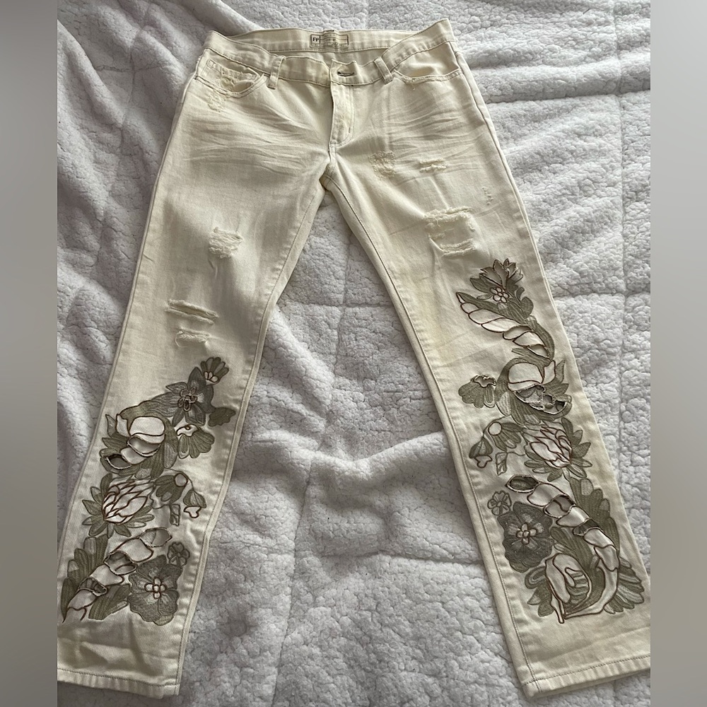 Free People, Floral Printed Jeans